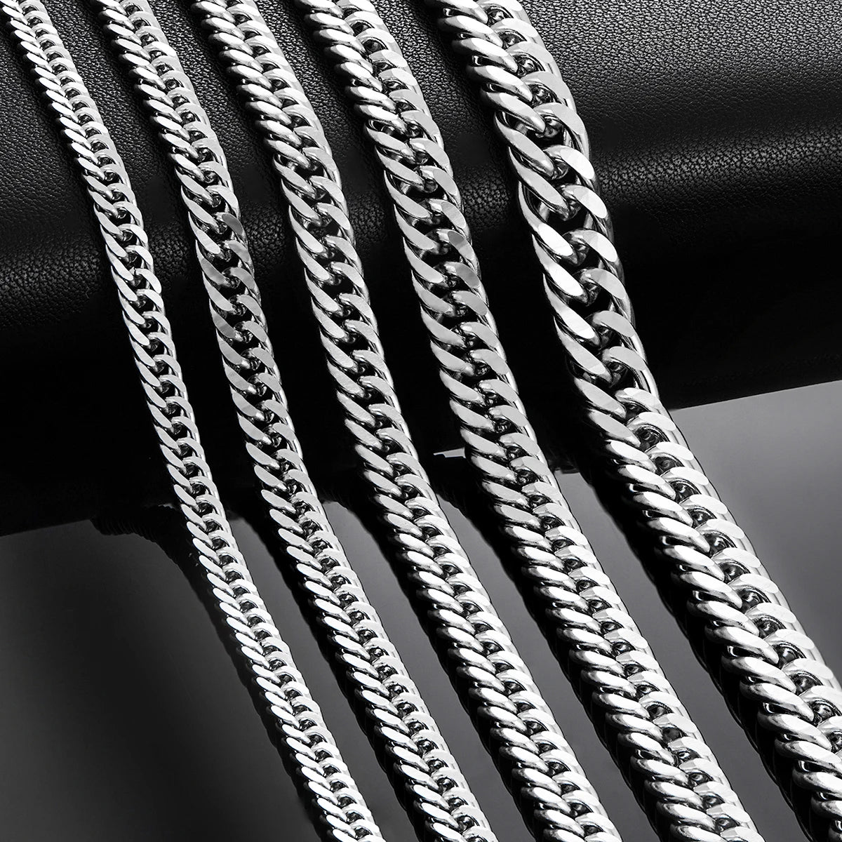 4.8Mm/5.8Mm/6.6Mm/7.5Mm/9.2Mm Stainless Steel Cuban Link Chains Classic Men Boy Curb Chunky Necklace 14 to 30 Inches