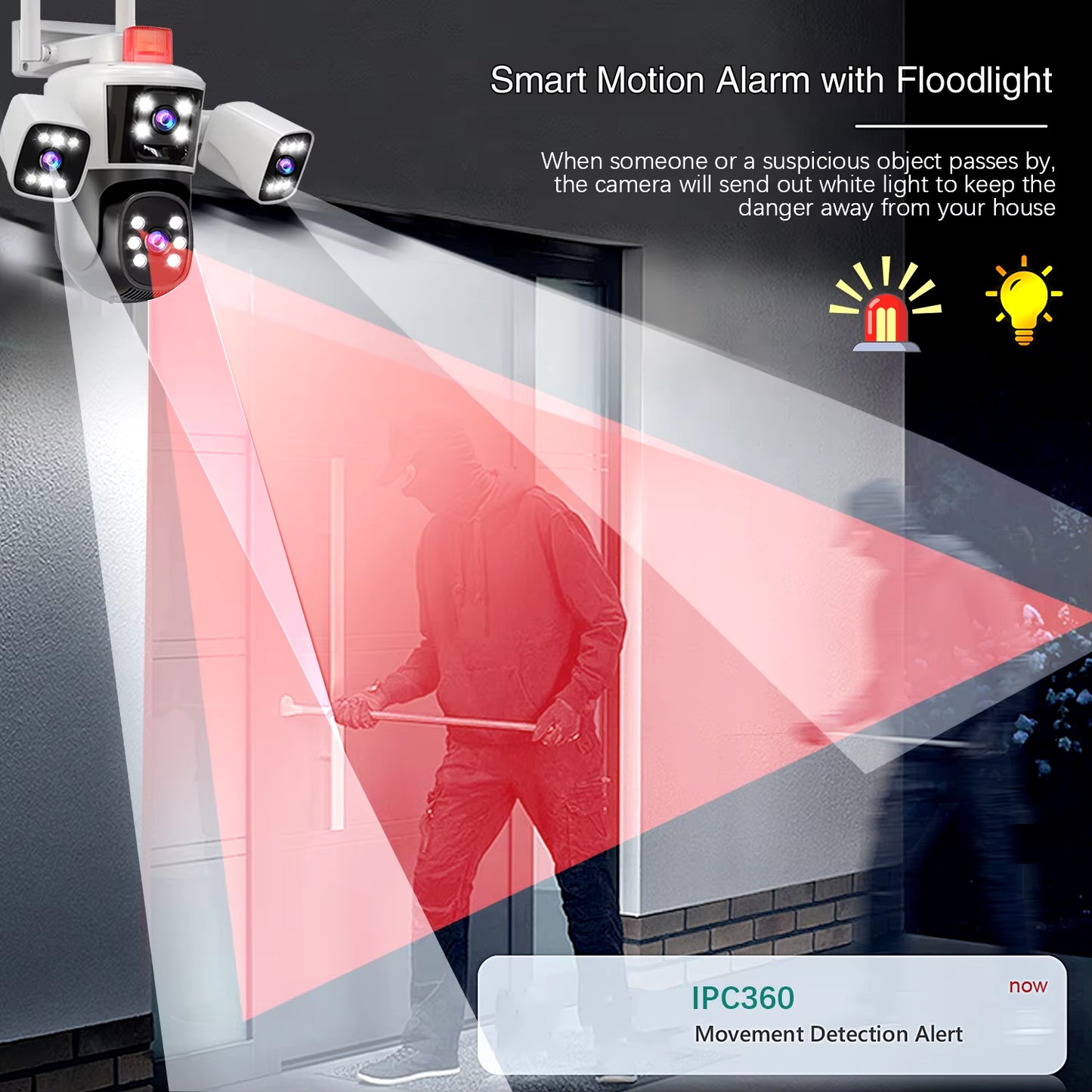 12MP 6K 3 Lenses Wifi Surveillance Camera CCTV Outdoor Wifi Camera IP Camera, PTZ Security Protection