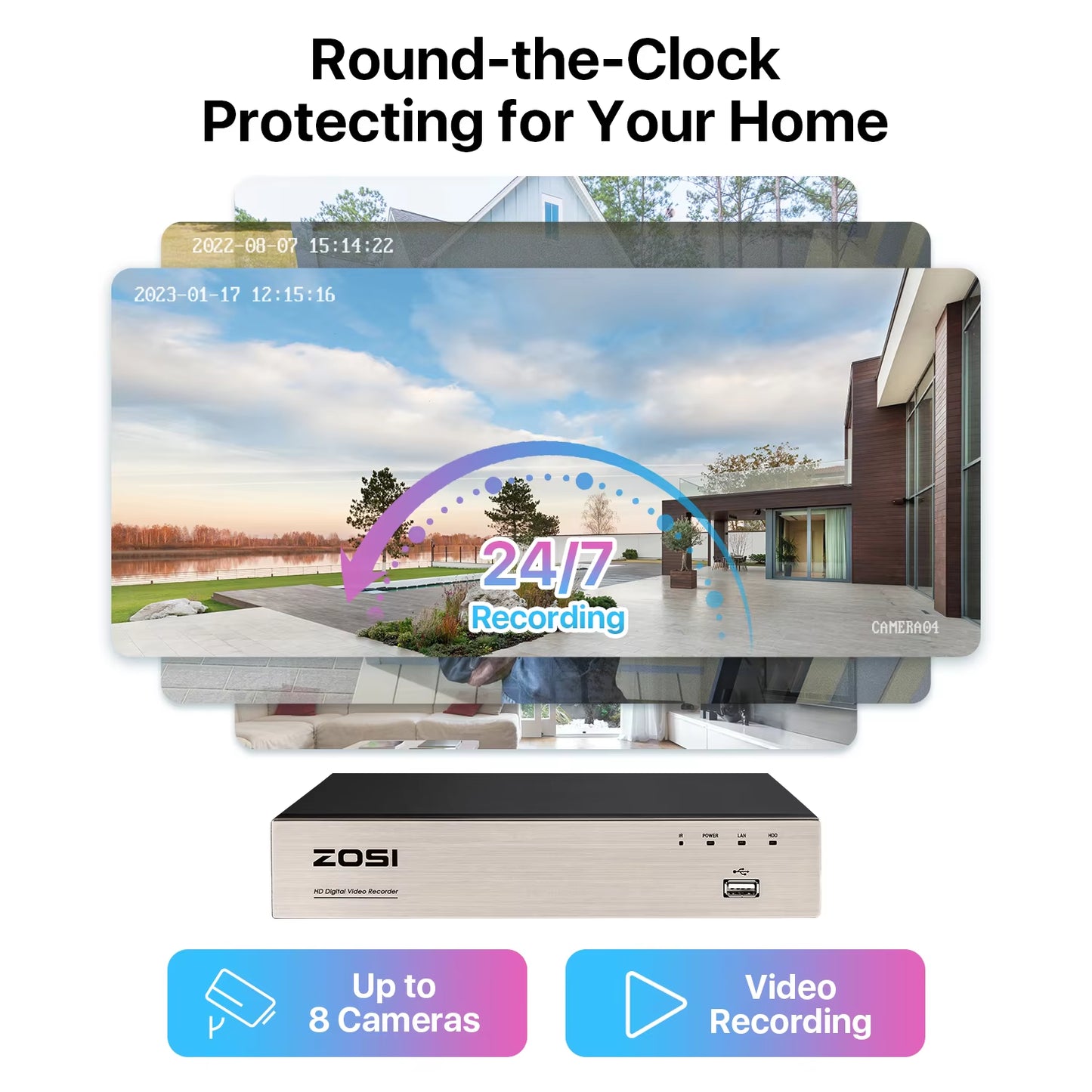 8CH 1080P CCTV System Outdoor 5MP Lite Video DVR with 2/4/6/8Pcs 2MP Wired Security Cam Day/Night Video Surveillance System