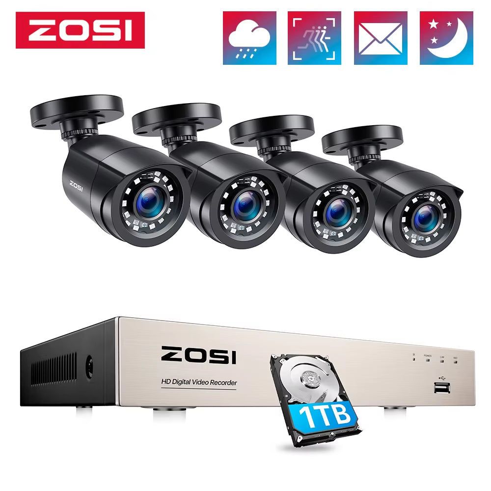8CH 1080P CCTV System Outdoor 5MP Lite Video DVR with 2/4/6/8Pcs 2MP Wired Security Cam Day/Night Video Surveillance System