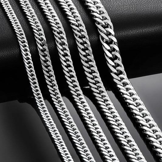 4.8Mm/5.8Mm/6.6Mm/7.5Mm/9.2Mm Stainless Steel Cuban Link Chains Classic Men Boy Curb Chunky Necklace 14 to 30 Inches