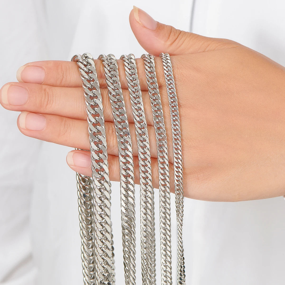 4.8Mm/5.8Mm/6.6Mm/7.5Mm/9.2Mm Stainless Steel Cuban Link Chains Classic Men Boy Curb Chunky Necklace 14 to 30 Inches