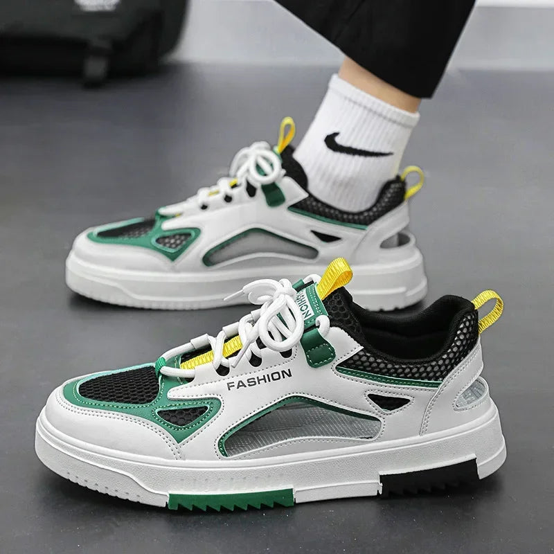 Breathable Men'S Vulcanized Shoes Lace-Ups Outdoor Running Shoes Comfortable Mens Sandals Mesh Casual Sneakers Summer New Tenis