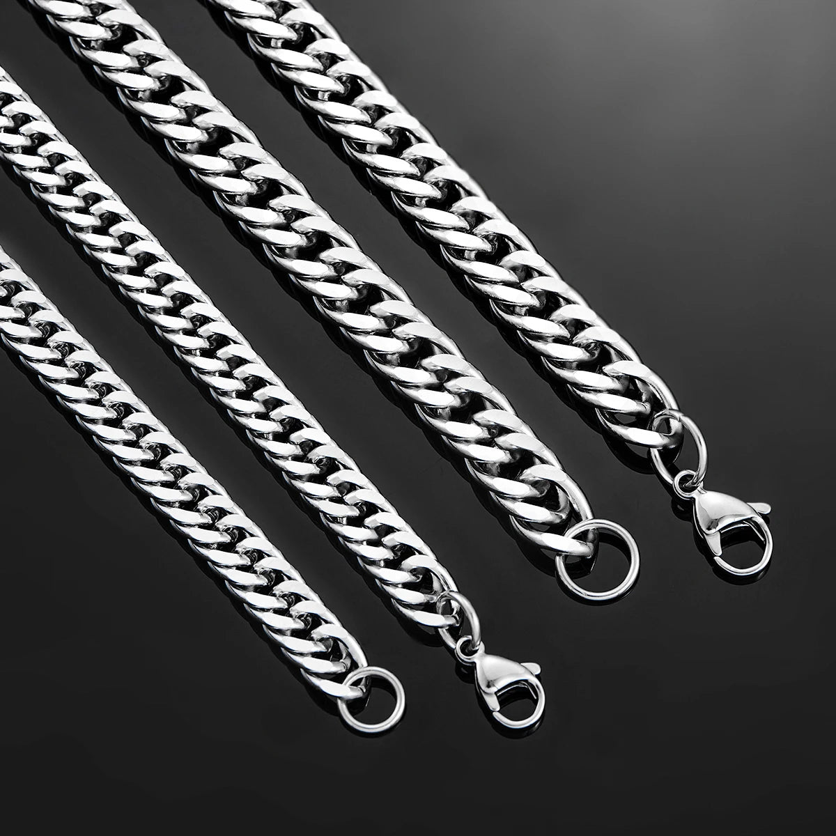 4.8Mm/5.8Mm/6.6Mm/7.5Mm/9.2Mm Stainless Steel Cuban Link Chains Classic Men Boy Curb Chunky Necklace 14 to 30 Inches